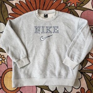 Vintage Nike Crewneck Grey Navy Spellout Size XL